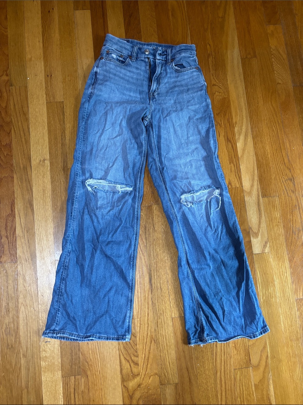 AE high waisted jeans wide leg stretchy 00